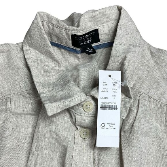 J Crew Dress Womens S Beige Irish Linen Relaxed Short Sleeve Baird‎ McNutt - Picture 4 of 10